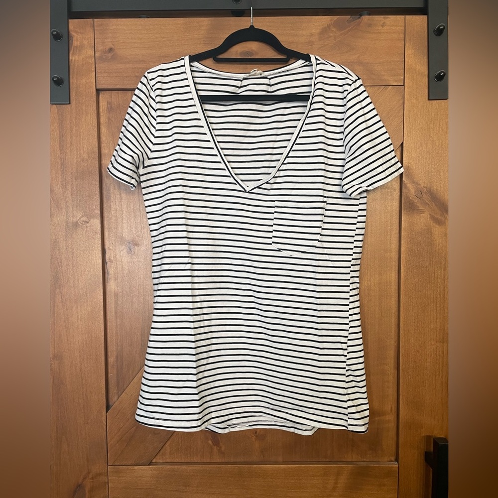 POL t-shirt stripes black and white